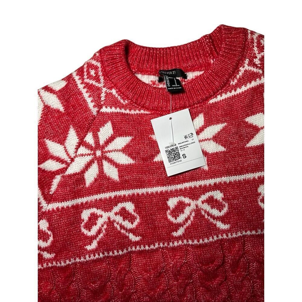 Forever 21 | FAIR ISLE BOW CABLE KNIT SWEATER - Picture 6 of 6